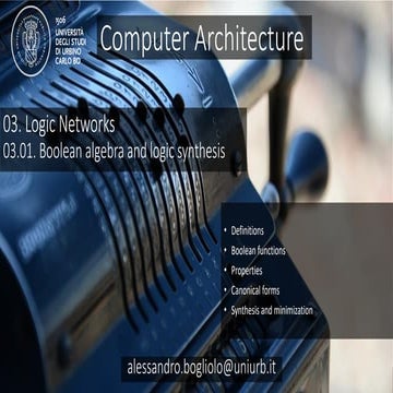 CArcMOOC 03.01 - Boolean algebra and Logic Synthesis