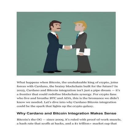 Cardano and Bitcoin Integration The Blockchain Synergy Crypto’s Been Waiting ...