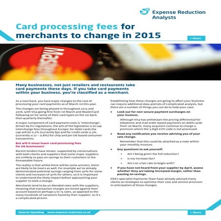Card fees - changes in 2015