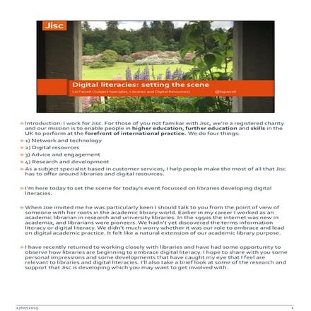 Digital literacies: setting the scene