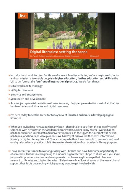 Digital literacies: setting the scene