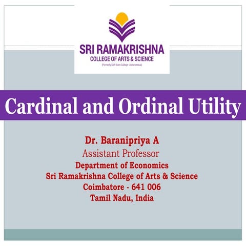 Cardinal and Ordinal Utility Power Point Presentation