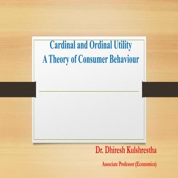 Cardinal and ordinal utility a theory of consumer bheahviour
