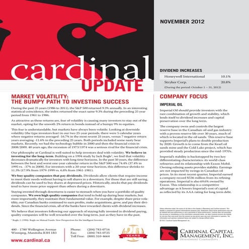 Cardinal update november 2012