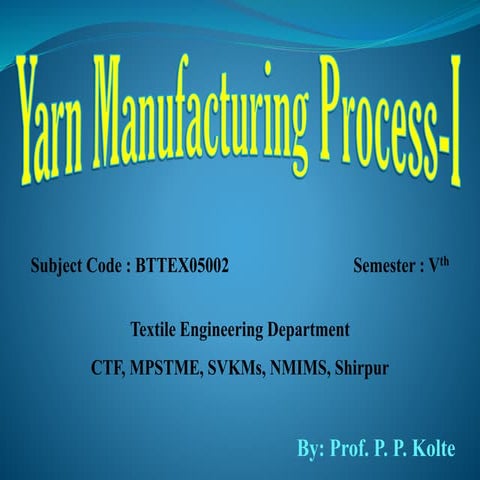 Yarn manufacturing Process : Carding