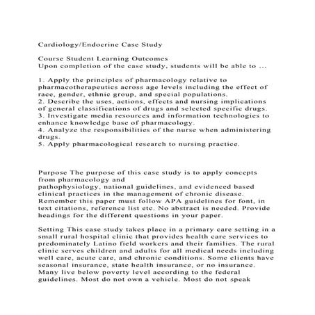 CardiologyEndocrine Case Study Course Student Learning Outcom.docx