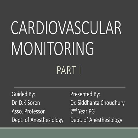Cardiovascular monitoring Part I