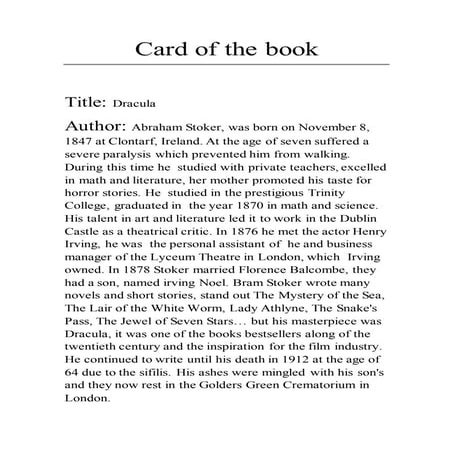 Card of the book LIBRO Dracula de Inglés