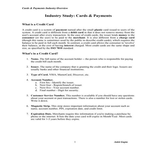 Card &amp; Payments Industry Overview