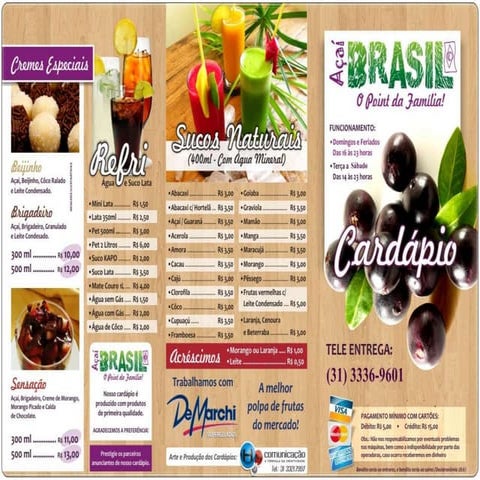 Cardápio açai brasil | PPT
