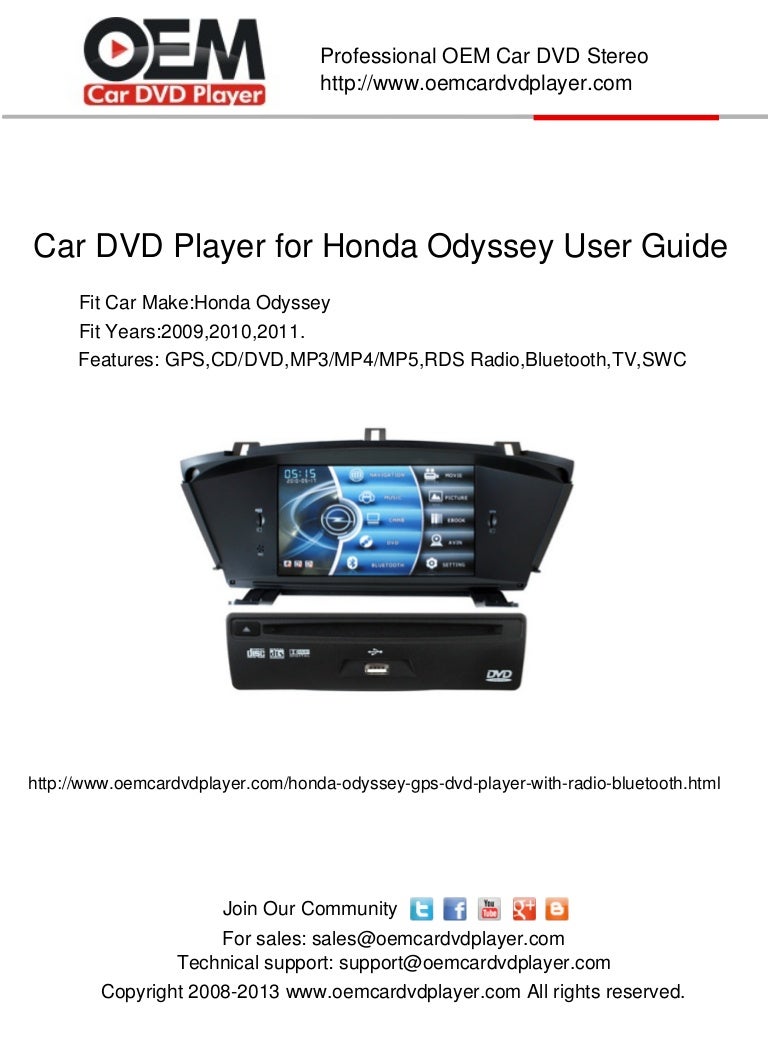 Car GPS DVD Player for Honda Odyssey User Guide