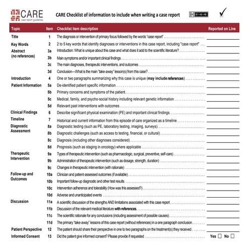 CARE checklist/ assessment english version (2013)