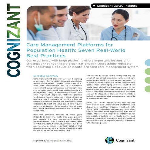 Care Management Platforms for Population Health: Seven Real-World Best Practices
