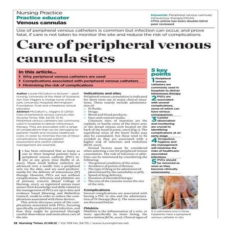 Care of-peripheral-venous-cannula-sites