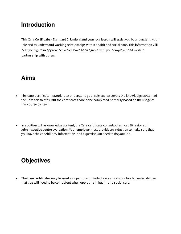 Care certificate standard 1 Care certificate standard 1