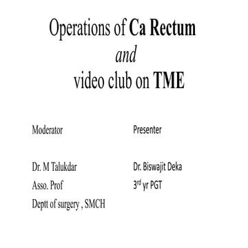 operations of Carcinoma rectum