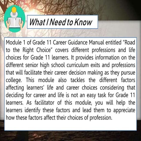 Career guidance is the guidance given to individuals