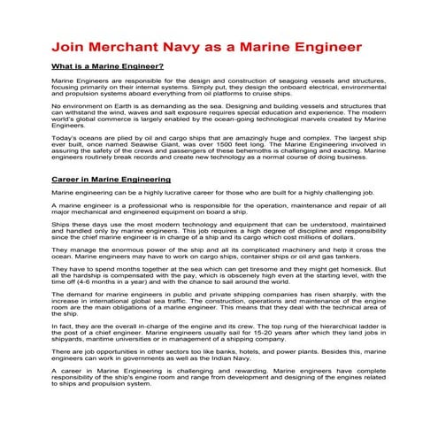 career in marine engineering | DOCX