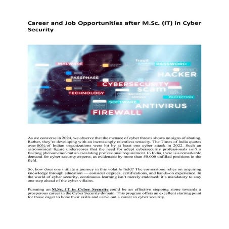 Cyber Security -Career and Job Opportunities after Msc.it