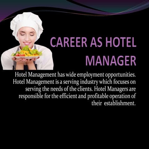 Career as hotel manager