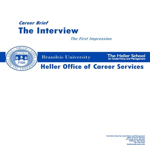 Career brief   the interview, the first impression