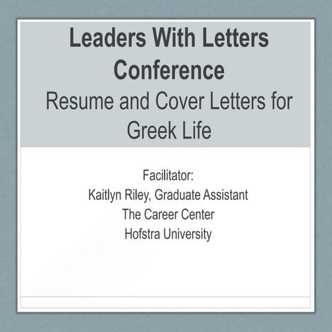 Resume and Cover Letter Writing for Greek Life Members 