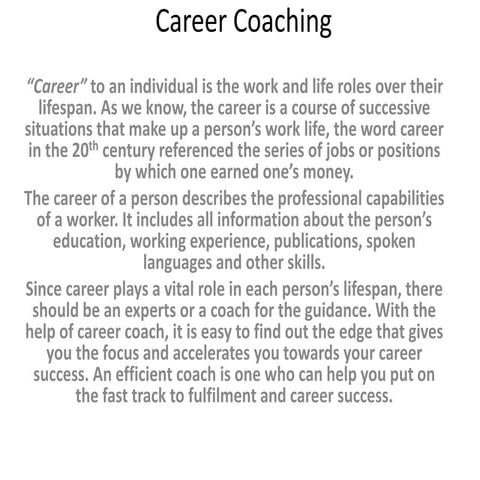 Career coaching