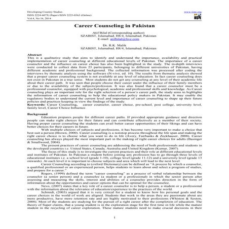 Career counseling in pakistan