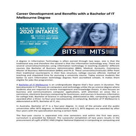 Bachelor of IT Melbourne
