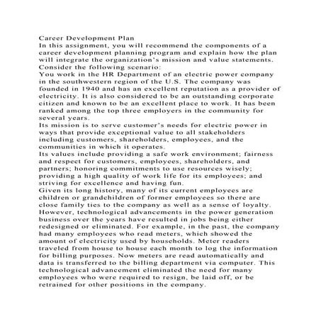 Career Development PlanIn This Assignment You Will Recommend The docx