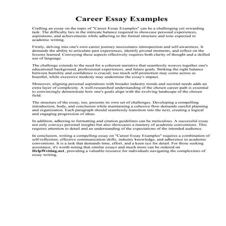 Career Essay Examples