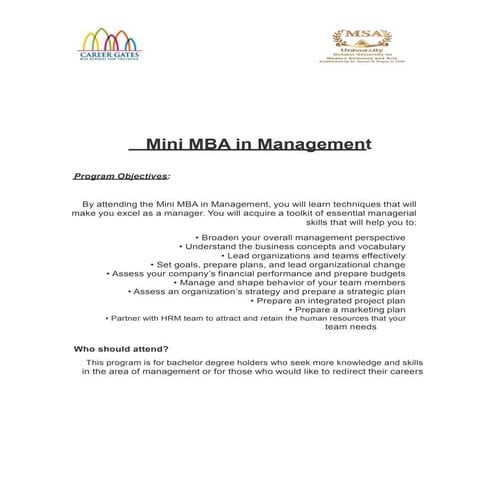 Career gates mini-mba-in-management | PPTX