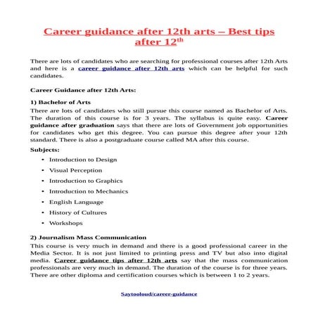Career guidance after 12th arts