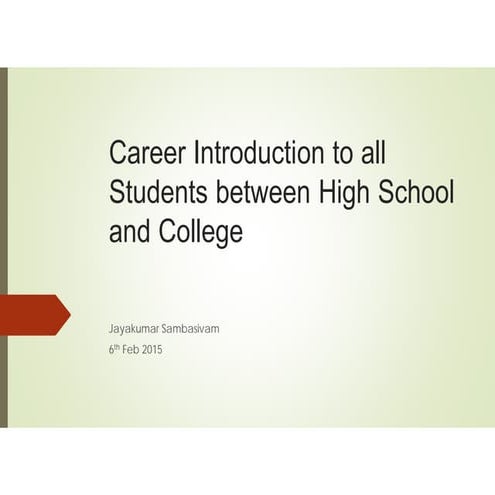 Career introduction to students between high school and college
