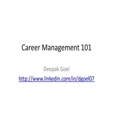 Career Management 101