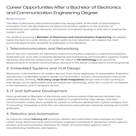 Career Opportunities After a Bachelor of Electronics and Communication Engine...