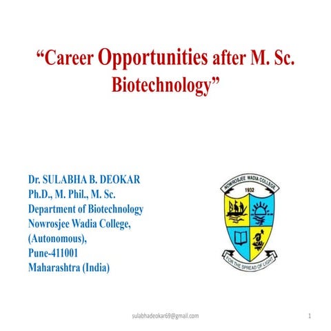 Career Opportunities in Biotechnology pdf