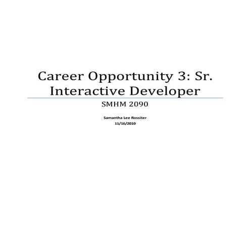 Career Opportunity