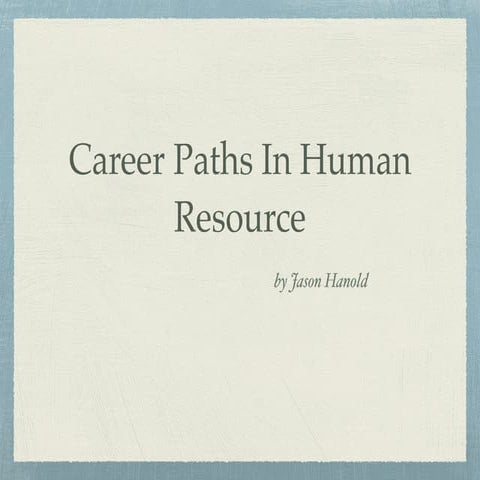 Career Paths In Human Resource | PDF