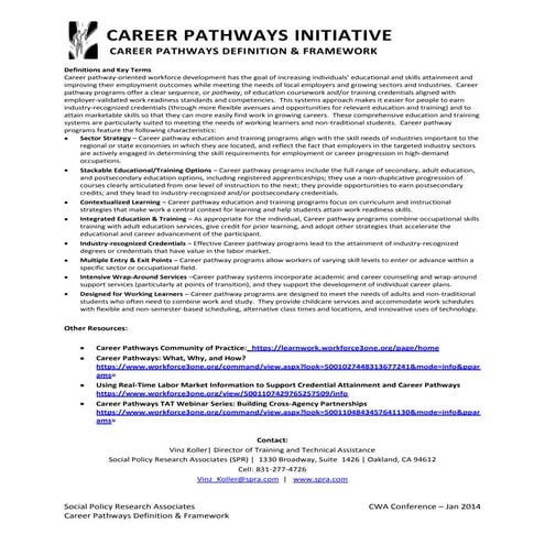 Career pathways handout for cwa conference 2014