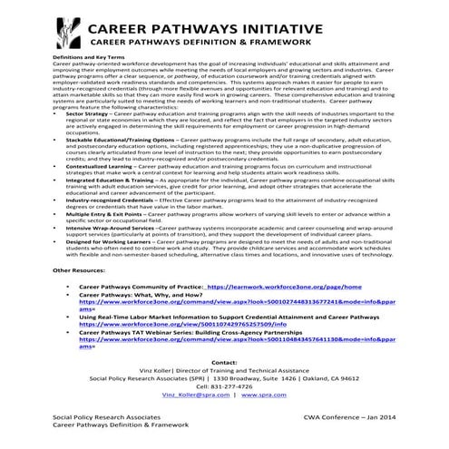 Career pathways handout for CWA Conference 2014