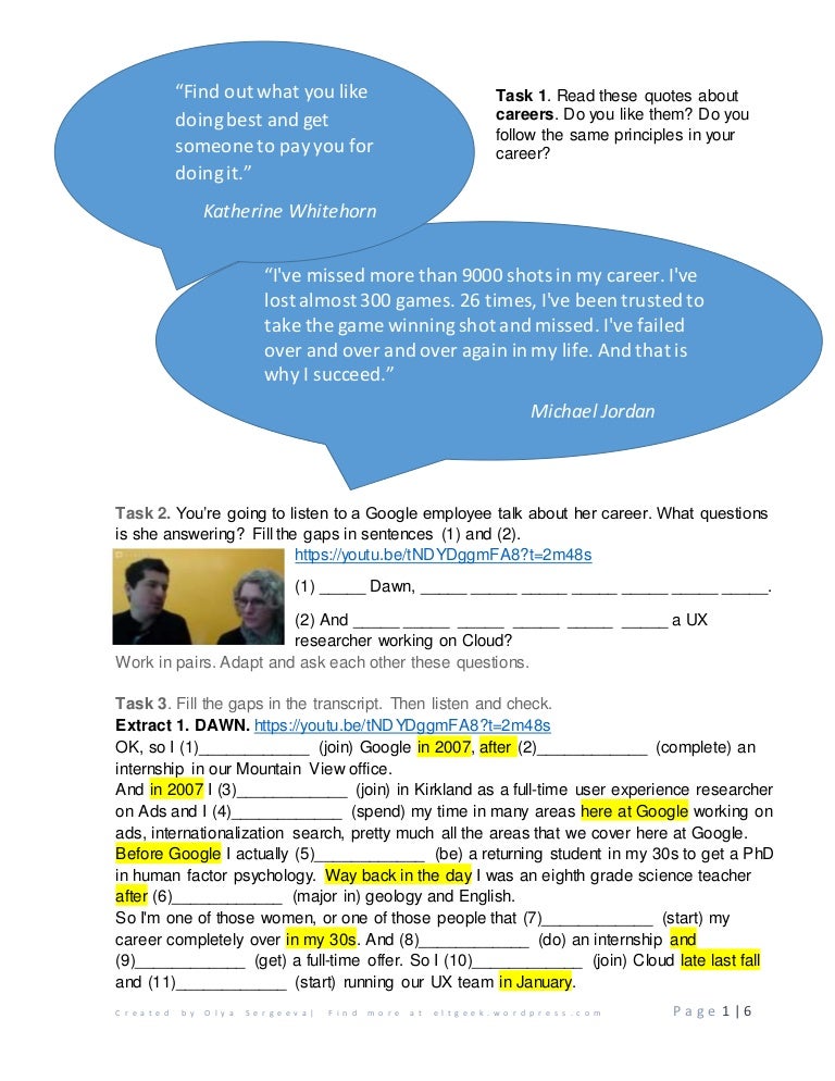 Career path worksheet