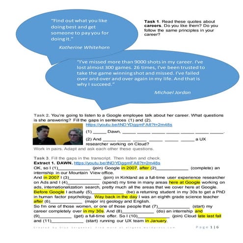 Career path worksheet