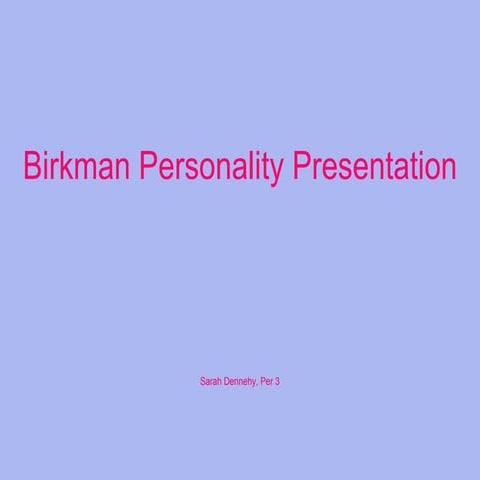 Career Planning Birkman Test