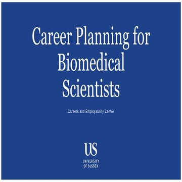 Career Planning for Biomedical Scientists