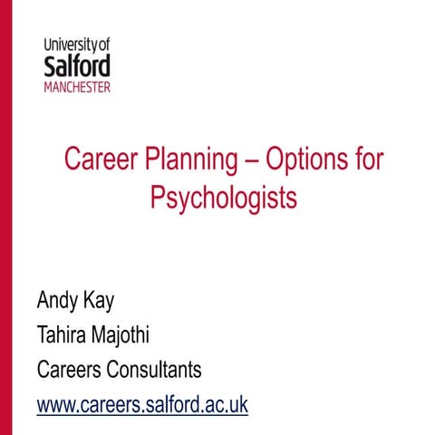 Career planning presentation for Undergraduate Psychology students