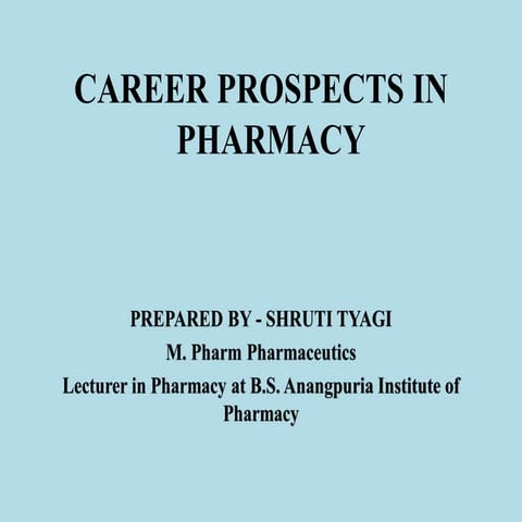 Career prospects in pharmacy