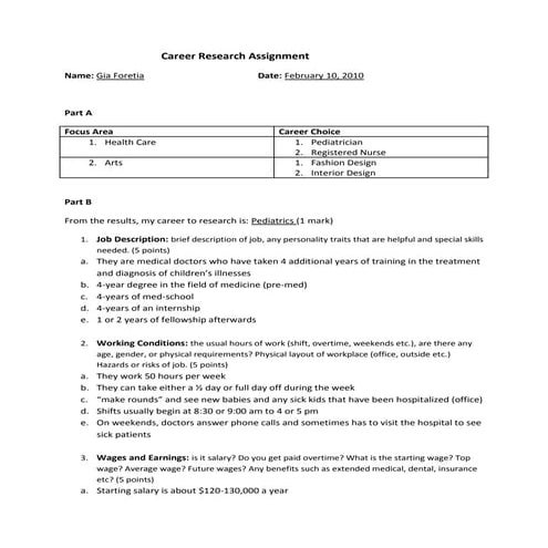 Career Research Assignment   Wikispace
