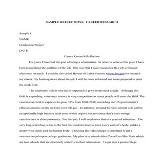 Career research reflection samples