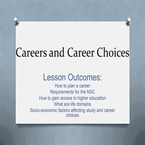 Careers and career choices